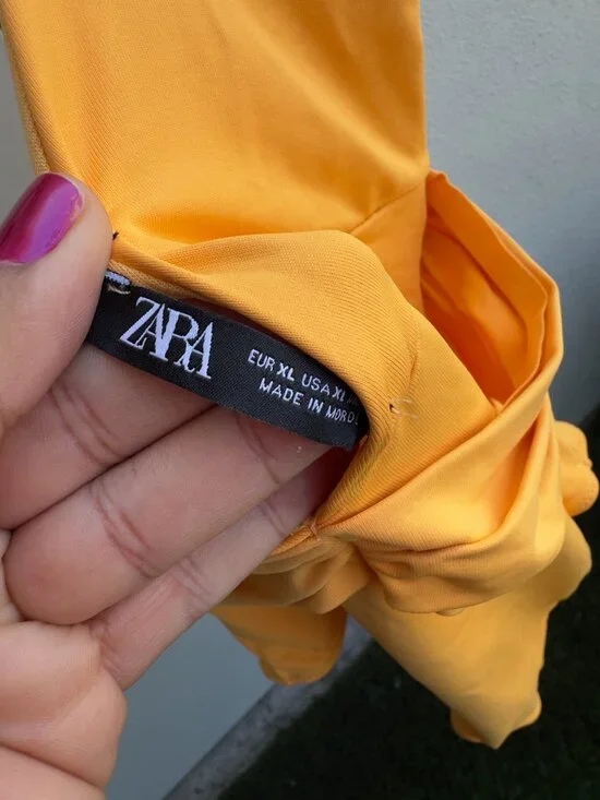 ZARA BRIGHT YELLOW/ORANGE RUCHED SWIMSUIT - Picture 6 of 6